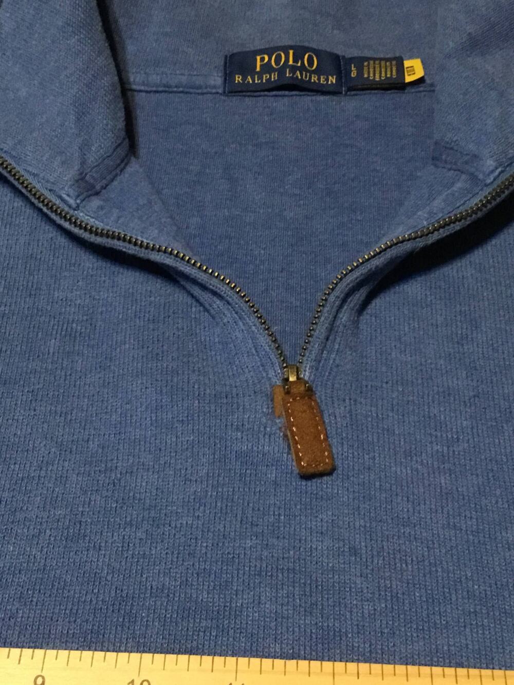 Polo Ralph Lauren Double Knit Mock Neck Sweatshirt Sweater Blue Cotton Large